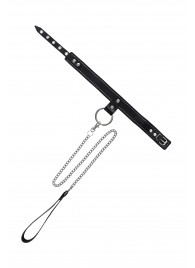 Черный узкий однослойный ошейник с серебристым поводком-цепочкой - Pecado - купить с доставкой в Миассе