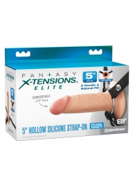 Телесный пустотелый фаллопротез 5’’ Hollow Silicone Strap-On - 14 см. - Pipedream - купить с доставкой в Миассе