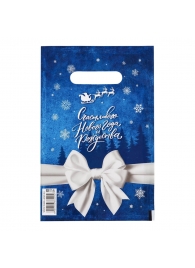 Сине-белый подарочный новогодний пакет с вырубной ручкой (20х30 см) - Сима-Ленд - купить с доставкой в Миассе