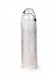 Прозрачная закрытая насадка на пенис с ребрышками - 16 см. - Sex Expert - в Миассе купить с доставкой