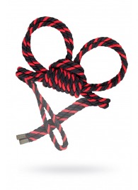 Черно-красные наручники-оковы ’’Узел-омега’’ из хлопковой веревки - Pecado - купить с доставкой в Миассе