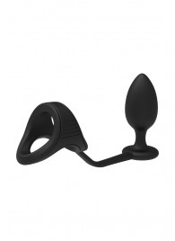Черное эрекционное кольцо с анальной пробкой Cockstrap With Anal Plug - Dream Toys - в Миассе купить с доставкой