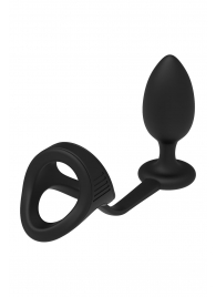 Черное эрекционное кольцо с анальной пробкой Cockstrap With Anal Plug - Dream Toys - в Миассе купить с доставкой