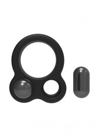 Черное эрекционное кольцо с утяжелителями Cockring Dual Weight - Dream Toys - в Миассе купить с доставкой