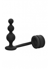 Черное эрекционное кольцо с анальной елочкой Cockring With Beaded Anal Plug - Dream Toys - в Миассе купить с доставкой