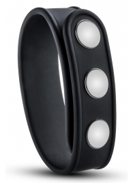 Черное эрекционное кольцо на кнопках - Blush Novelties - в Миассе купить с доставкой