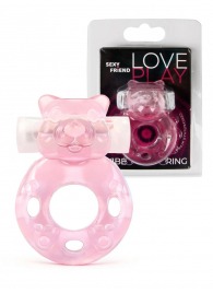 Розовое эрекционное виброкольцо в форме мишки - 1137 - в Миассе купить с доставкой