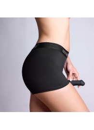 Черные трусики-боксеры для фиксации насадок Strap-on-me Harness Lingerie Allure - size M - Strap-on-me - купить с доставкой в Миассе