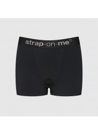 Черные трусики-боксеры для фиксации насадок Strap-on-me Harness Lingerie Allure - size M - Strap-on-me - купить с доставкой в Миассе