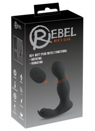 Черная анальная пробка с вибрацией, вращением и пультом ДУ RC Butt Plug with 2 Functions - Orion - в Миассе купить с доставкой