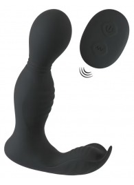 Черная анальная пробка с вибрацией, вращением и пультом ДУ RC Butt Plug with 2 Functions - Orion - в Миассе купить с доставкой