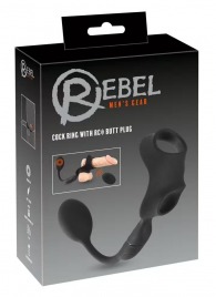 Черное виброкольцо с анальной пробкой Cock Ring with RC Butt Plug - Orion - в Миассе купить с доставкой