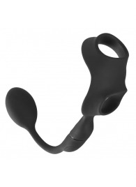 Черное виброкольцо с анальной пробкой Cock Ring with RC Butt Plug - Orion - в Миассе купить с доставкой