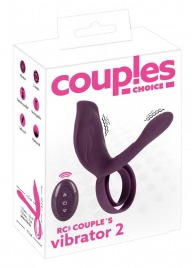 Фиолетовая насадка на член с клиторальным отростком и пультом ДУ RC Couple’s Vibrator 2 - Orion - в Миассе купить с доставкой