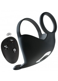 Черная вибронасадка для эрекции и стимуляции мошонки Cock ring with RC ball massager - Orion - в Миассе купить с доставкой