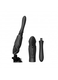 Черная секс-машина с функцией нагрева, насадками и присоской Sesh - Zalo - купить с доставкой в Миассе