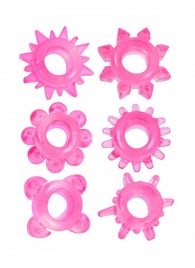 Набор из 6 розовых эрекционных колец с различным рельефом - Erowoman-Eroman - в Миассе купить с доставкой