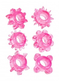 Набор из 6 розовых эрекционных колец с различным рельефом - Erowoman-Eroman - в Миассе купить с доставкой