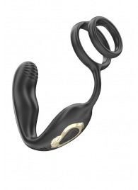 Черная анальная пробка с вращением и эрекционными кольцами - Ibiza - в Миассе купить с доставкой