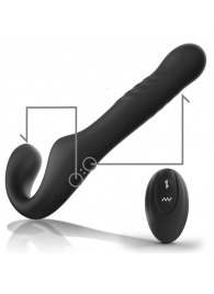 Черный безремневой страпон с вибрацией и возвратно-поступательными движениями - 24 см. - Ibiza - купить с доставкой в Миассе