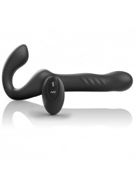 Черный безремневой страпон с вибрацией и возвратно-поступательными движениями - 24 см. - Ibiza - купить с доставкой в Миассе
