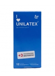 Классические презервативы Unilatex Natural Plain - 12 шт. + 3 шт. в подарок - Unilatex - купить с доставкой в Миассе
