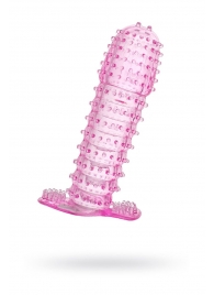 Гелевая розовая насадка с шипами - 12 см. - Toyfa Basic - в Миассе купить с доставкой