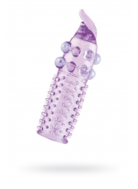 Гелевая фиолетовая насадка с шариками, шипами и усиком - 11 см. - Toyfa Basic - в Миассе купить с доставкой