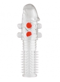 Гелевая прозрачная насадка с шариками и шипами - 14 см. - Toyfa Basic - в Миассе купить с доставкой