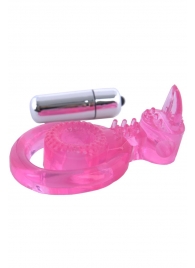 Розовая вибронасадка со стимулятор клитора   Язычок - Toyfa Basic - в Миассе купить с доставкой