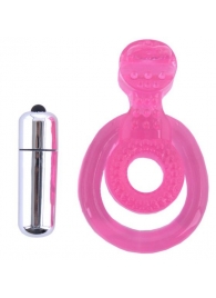 Розовая вибронасадка со стимулятор клитора   Язычок - Toyfa Basic - в Миассе купить с доставкой