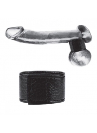 Чёрная утяжка на мошонку 1  Velcro Ball Stretcher - BlueLine - купить с доставкой в Миассе