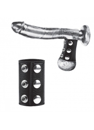 Чёрная утяжка на кнопках 100% PVC STRAP WITH METAL SNAP - BlueLine - купить с доставкой в Миассе