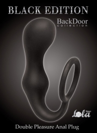 Чёрное эрекционное кольцо с анальной пробкой Double Pleasure Anal Plug - Lola Games - в Миассе купить с доставкой