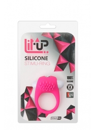 Розовое эрекционное кольцо с щеточкой LIT-UP SILICONE STIMU RING 5 - Dream Toys - в Миассе купить с доставкой