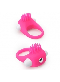 Розовое эрекционное кольцо с щеточкой LIT-UP SILICONE STIMU RING 5 - Dream Toys - в Миассе купить с доставкой