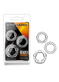 Набор из 3 прозрачных эрекционных колец Stay Hard Beaded Cockrings - Blush Novelties - в Миассе купить с доставкой