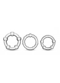 Набор из 3 прозрачных эрекционных колец Stay Hard Beaded Cockrings - Blush Novelties - в Миассе купить с доставкой