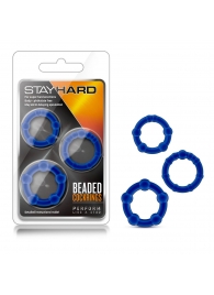 Набор из 3 синих эрекционных колец Stay Hard Beaded Cockrings - Blush Novelties - в Миассе купить с доставкой