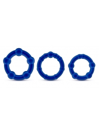 Набор из 3 синих эрекционных колец Stay Hard Beaded Cockrings - Blush Novelties - в Миассе купить с доставкой