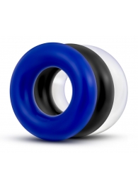 Набор из 3 разноцветных колец Stay Hard Donut Rings - Blush Novelties - в Миассе купить с доставкой