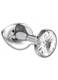 Большая серебристая анальная пробка Diamond Clear Sparkle Large с прозрачным кристаллом - 8 см. - Lola Games - купить с доставкой в Миассе
