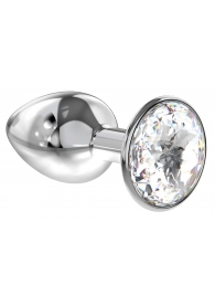 Малая серебристая анальная пробка Diamond Clear Sparkle Small с прозрачным кристаллом - 7 см. - Lola Games - купить с доставкой в Миассе