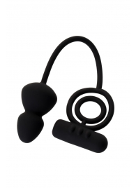 Чёрное эрекционное кольцо с вибростимулятором и анальным хвостом - Erotist Adult Toys - в Миассе купить с доставкой