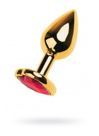 Золотистая анальная пробка с кристаллом-сердцем - 7,5 см. - ToyFa - купить с доставкой в Миассе