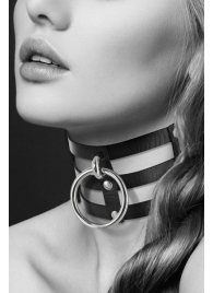 Чёрный тройной чокер с большим кольцом - Bijoux Pour Toi - купить с доставкой в Миассе