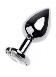 Серебристая анальная пробка с прозрачным кристаллом-сердцем - 8 см. - ToyFa - купить с доставкой в Миассе