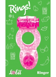 Розовое эрекционное кольцо с вибрацией Rings Ringer - Lola Games - в Миассе купить с доставкой