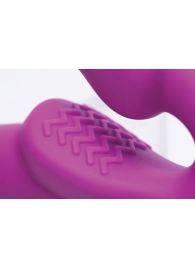 Ярко-розовый безремневой вибрострапон Evoke Vibrating Strapless Silicone Strap-on Dildo - XR Brands - купить с доставкой в Миассе