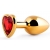 Золотистая анальная пробка с красным стразом-сердечком - 8 см. - Anal Jewelry Plug - купить с доставкой в Миассе